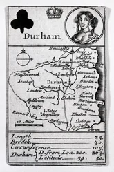 Koningin van Klaveren en Durham kaart, ca. 1675